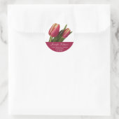 2 roze & gele tulpen ronde sticker (Tas)