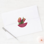 2 roze & gele tulpen ronde sticker (Envelop)