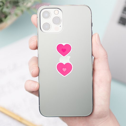 2 Roze Hart Sticker (Telefoon)