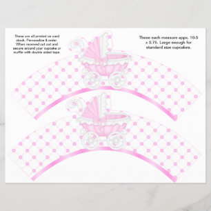 2 Roze Koets Baby Persoonlijke Cupcake Verpakkinge Flyer