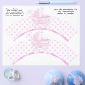 2 Roze Koets Baby Persoonlijke Cupcake Verpakkinge Flyer (Enkel)