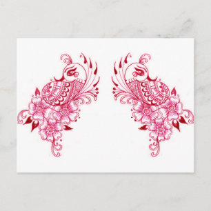 2 Roze Mehndi Henna pauwenkunst Briefkaart