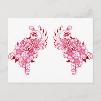 2 Roze Mehndi Henna pauwenkunst Briefkaart