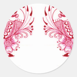2 Roze Mehndi Henna pauwenkunst Ronde Sticker
