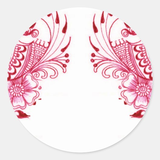 2 Roze Mehndi Henna pauwenkunst Ronde Sticker (Voorkant)