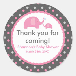 2 ROZE OLIFANTEN Stippen Baby Shower Sticker