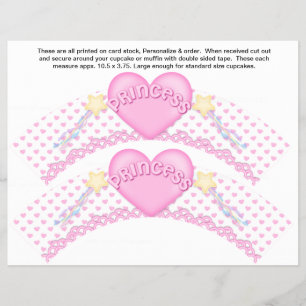 2 Roze prinses Birthday Custom Cupcake Wrappers Flyer