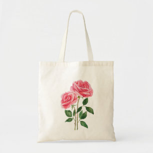 2 roze rozenrozenwaterverf tote bag