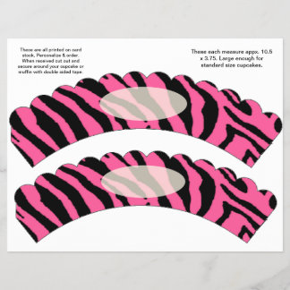 2 Roze Zebra - Aangepaste cupcake-omhulsels Flyer