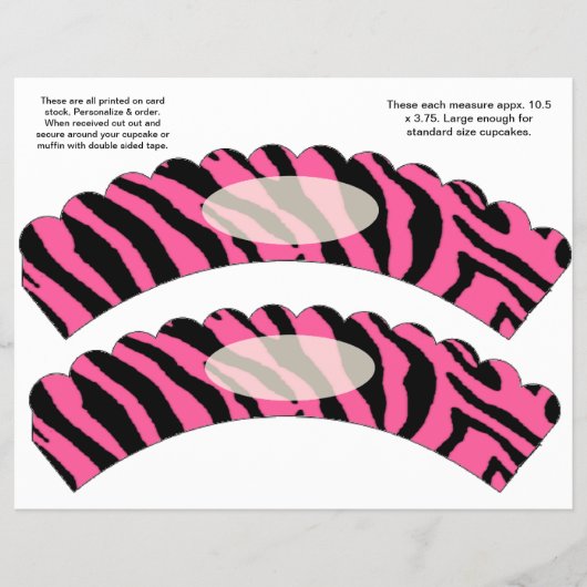 2 Roze Zebra - Aangepaste cupcake-omhulsels Flyer (Voorkant)