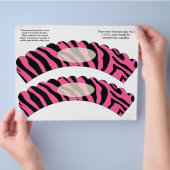 2 Roze Zebra ontwerp Aangepaste Cupcake Verpakking Flyer (Hand)