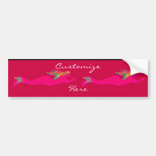2 roze zeemeerminnen zwemmen bumpersticker