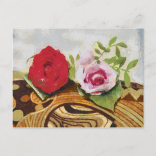 2 rozen schilderij briefkaart