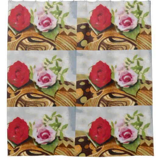 2 rozen schilderij douchegordijn (Voorkant)