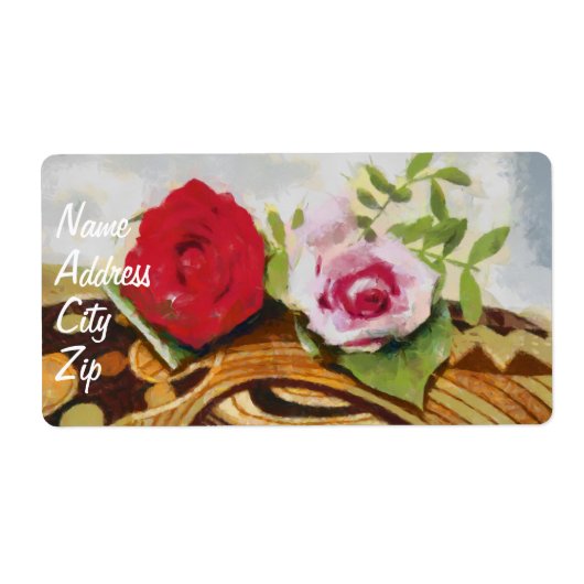 2 rozen schilderij etiket (Voorkant)