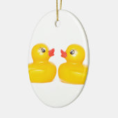 2 rubbereenden in de liefde keramisch ornament (Links)