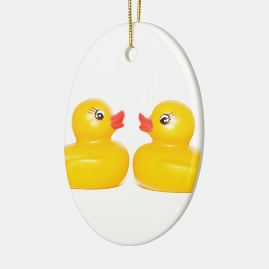 2 rubbereenden in de liefde keramisch ornament (Links)