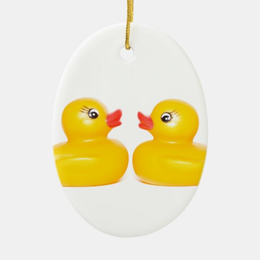 2 rubbereenden in de liefde keramisch ornament (Voorkant)