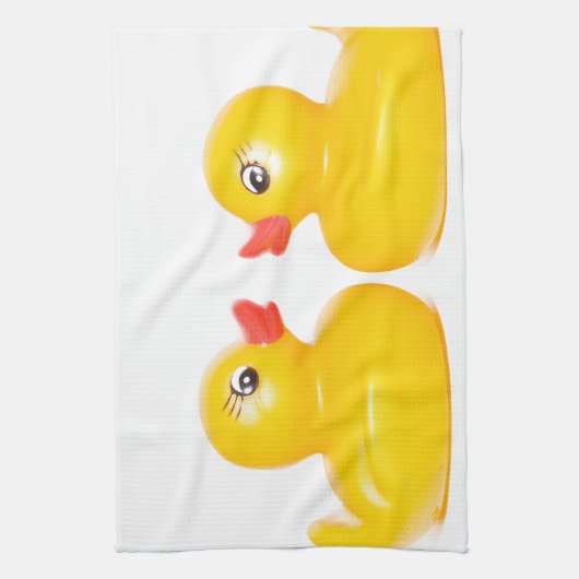 2 rubbereenden in de liefde theedoek (Verticaal)