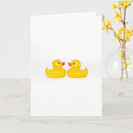 2 rubberen eenden verliefd kaart (Gele Bloem)
