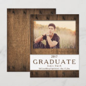 #2 Rustic Barn Wood Foto Afstuderen Aankondiging (Voorkant / Achterkant)