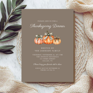 2 Rustic Oranje Pompoenen Thanksgiving Diner Kaart