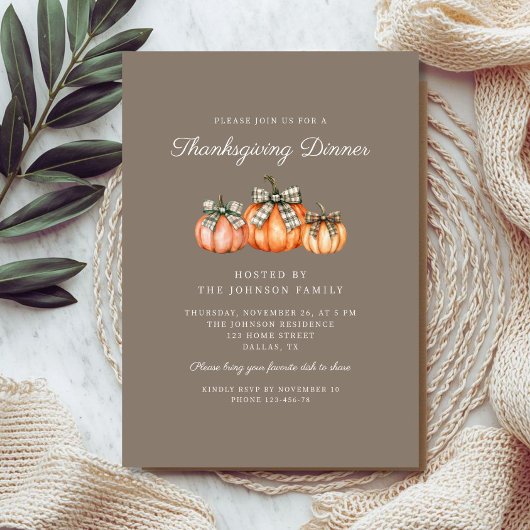 2 Rustic Oranje Pompoenen Thanksgiving Diner Kaart