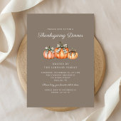 2 Rustic Oranje Pompoenen Thanksgiving Diner Kaart