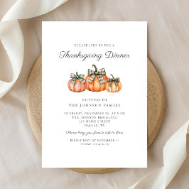 2 Rustieke Oranje Pompoen Thanksgiving Diner Kaart