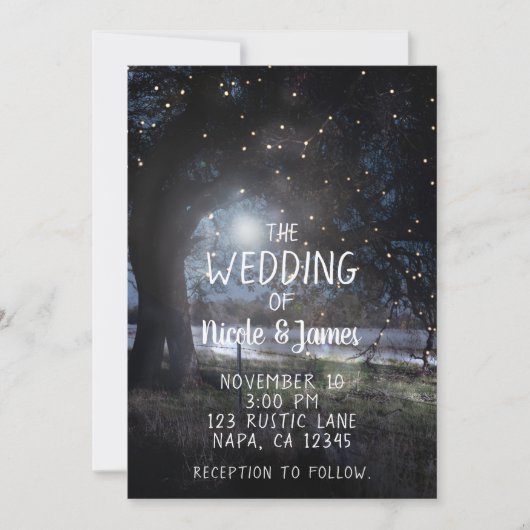 2 Rustige bomen Evening Lights Dusk Sunset Wedding Kaart (Voorkant)