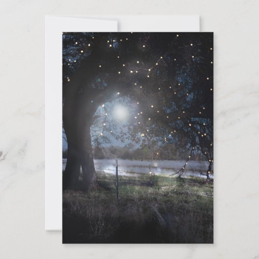 2 Rustige bomen Evening Lights Dusk Sunset Wedding Kaart (Achterkant)