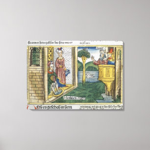 2 Samuel 11 1-5 David ziet Bathsheba zwemmen vanui Canvas Afdruk