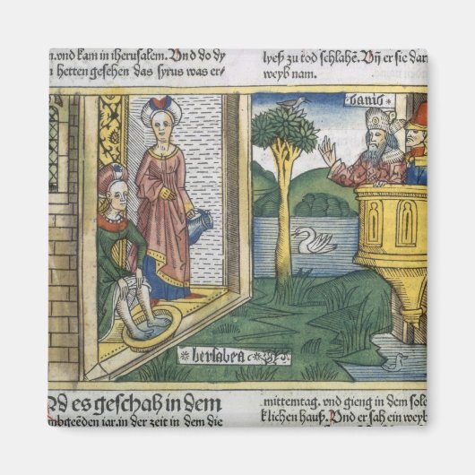 2 Samuel 11 1-5 David ziet Bathsheba zwemmen vanui Magneet (Voorkant)