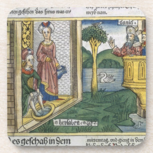 2 Samuel 11 1-5 David ziet Bathsheba zwemmen vanui Onderzetter