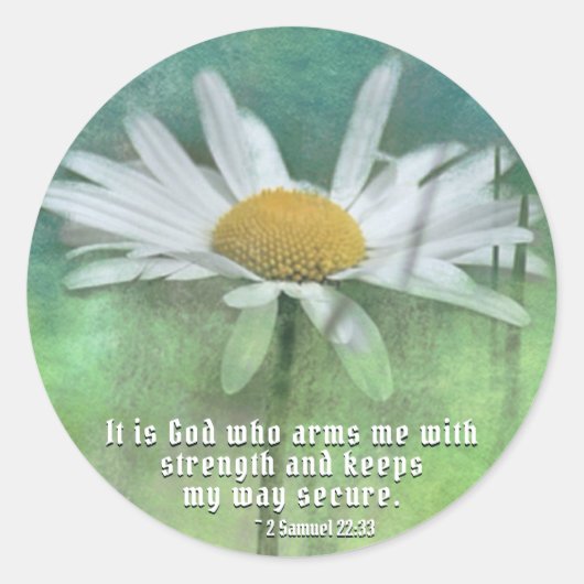 2 Samuel 22:33 Het is God die mij krachtig bewapen Ronde Sticker (Voorkant)