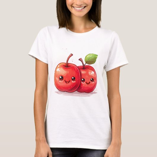2 schattige kawaii appels t-shirt (Voorkant)