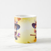 2 Schattige Schattigee heks met bezems, Halloween Koffiemok (Center)