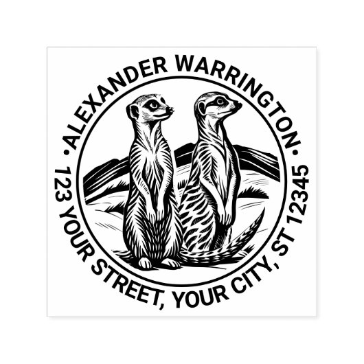 2 Schattige Stokstaartjes Namen Retouradres Zelfinktende Stempel (Design)