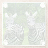 2 Schattige zebra's Glazen Onderzetter (Achterkant)