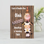 2 Schattigee boerderijdieren op de verjaardag van  Kaart (Staand voorkant)