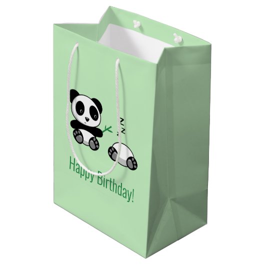 2 Schattigee kleine panda's op groen Medium Cadeauzakje (Achterkant Gekanteld)
