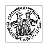 2 Schattigee Meerkats Standing #1 Naam Retouradres Rubberstempel (Afrduk)