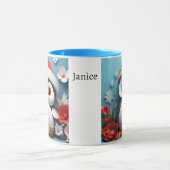 2 Schattigee pinguïns Voeg naam toe Kerstcadeau Mok (Midden)