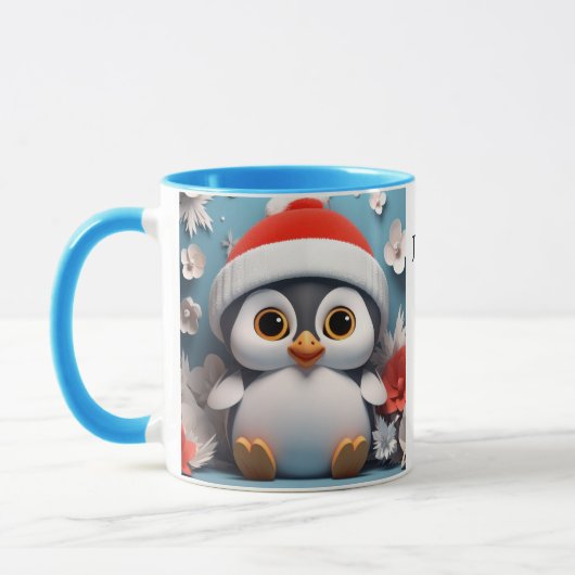 2 Schattigee pinguïns Voeg naam toe Kerstcadeau Mok (Links)