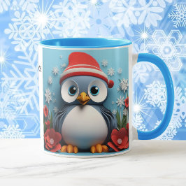 2 Schattigee pinguïns Voeg naam toe Kerstcadeau Mok
