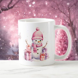 2 Schattigee sneeuwpoppen Voeg naam toe Christmas  Koffiemok