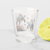 2 Schildpadden met Bloemen en Vlinders Shot Glas (Achterkant)
