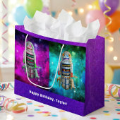 2 Sci Fi speelgoed Robots paarse Blauw Galaxy Aang Groot Cadeauzakje