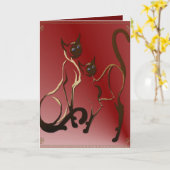 2 Siamese Katten Kaart (Gele Bloem)