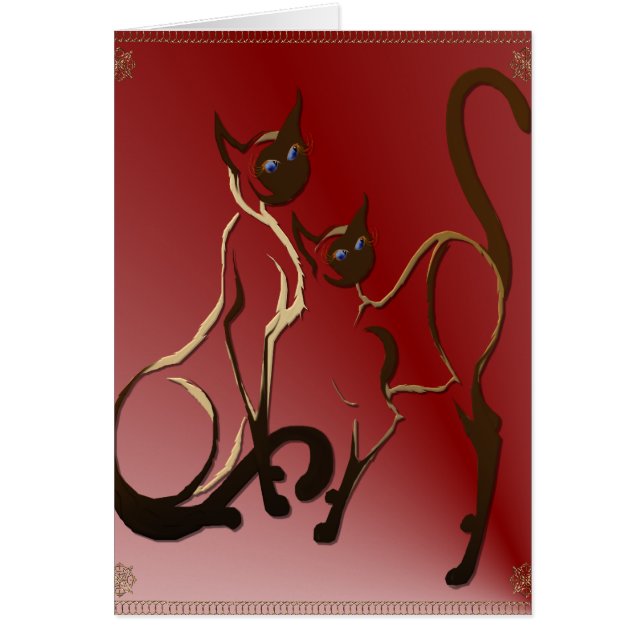 2 Siamese Katten kaart (Voorkant)